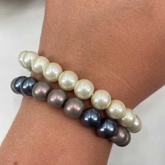 Chunky faux pearl stretchy bracelets - Picture 1 of 5